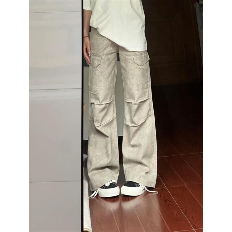 【有货的】杏色扎染工装裤男女美式复古大口袋裤子G810HH-特P58,男装工装外套,星座1007（原301D）