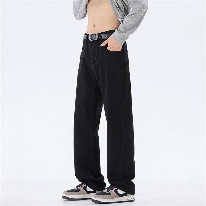 黑色牛仔裤男士春季新款美式高街直筒宽松潮流阔腿裤子L23-P40,男装牛仔裤,星座610（原A335）