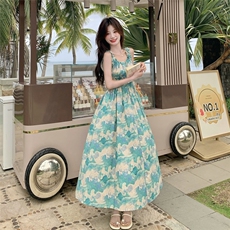 现货210-3253-P135-K198气质小碎花百搭无袖连衣裙，女装连衣裙，浙宝210（原浙宝191）