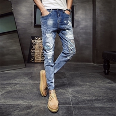2021春夏薄款弹力牛仔裤男修身小脚裤店主风QT6027-89055-P95，男装牛仔裤，电商D218