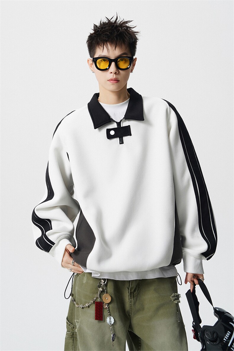 1可二开半拉链卫衣50棉50涤纶M-5XL大码POLO衫翻领卫衣WY78116P65,男装Polo衫,星座226-2