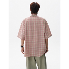 CS1151-特批40控78夏季新款男女格子短袖大码男衬衫（带配件），男装T恤，电商A059