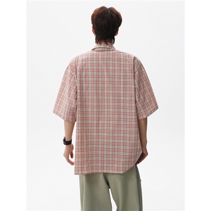 CS1151-特批40控78 夏季新款男女格子短袖大码男衬衫（带配件）图片