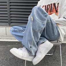 美式复古牛仔裤男百搭宽松直筒阔腿裤ins潮牌痞帅长裤K7464-P46，男装牛仔裤，星座512-3