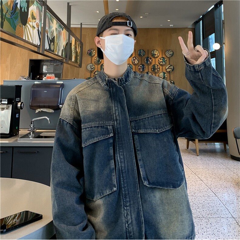 美式复古水洗做旧牛仔外套男新款宽松牛仔夹克上衣潮JK0215-P75,男装夹克,星座308B-2