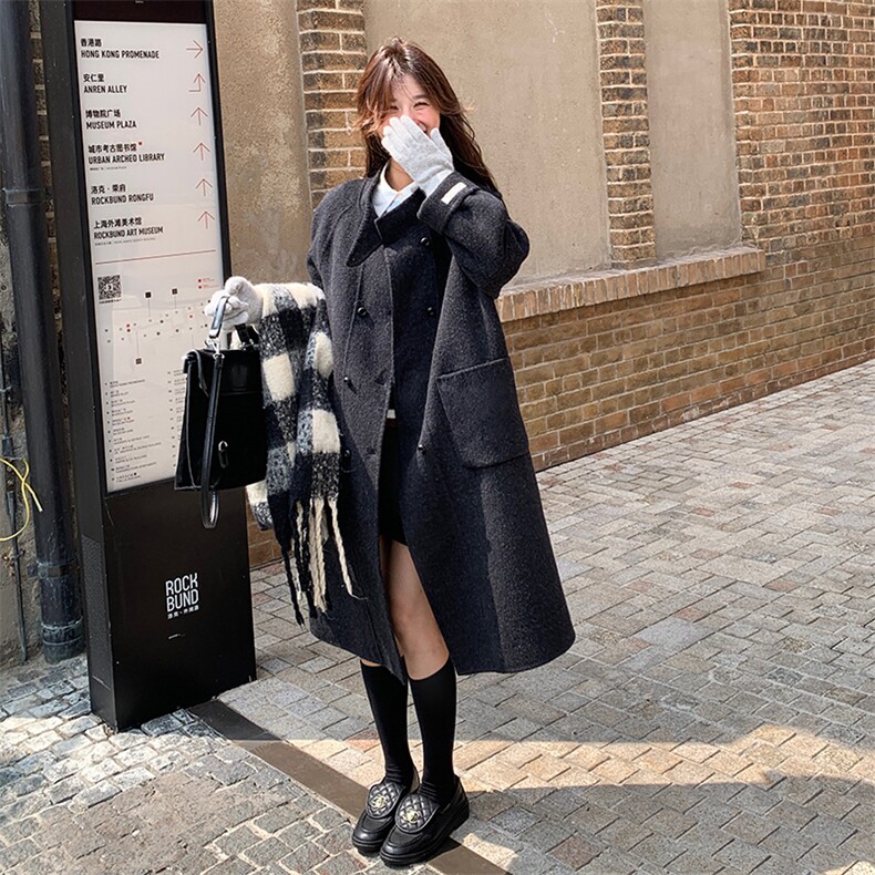 【现货】新款设计感双排扣立领羊绒大衣99018款P255K368,女装毛呢外套,2C316