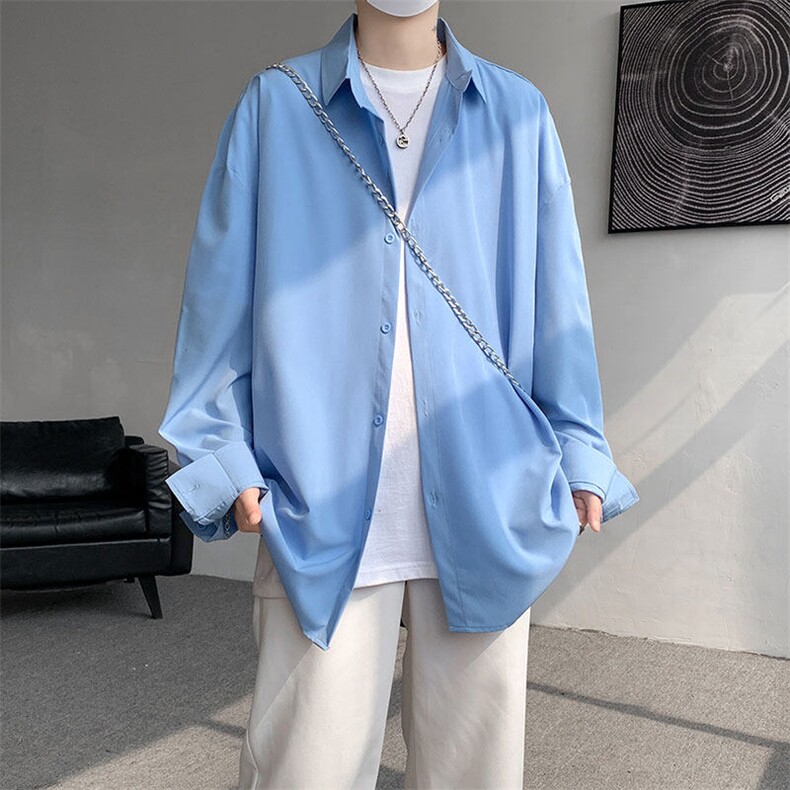 2025春季衬衫男新款港风宽松纯色长袖衬衣CY008-P30,男装衬衫,星座214-3