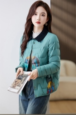 时尚个性短款印花羽绒服轻薄保暖显瘦外套，女装羽绒服，魅影