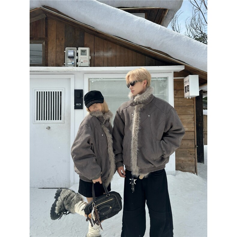 网图座山雕棉服情侣装保暖大毛领棉袄毛毛外套 A025-QY16032-P100图片
