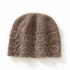 2025年冬季新款百搭女士手工钩花帽镂空圆顶帽，帽子，品秋羊绒