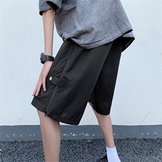 夏季薄款冲锋短裤男拉链直筒休闲高街运动日系美式青少年五分裤子，男装牛仔裤，星座410-7