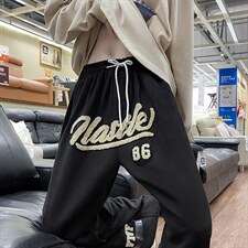 美式印花休闲裤男春秋ins潮牌宽松运动裤情侣百搭拖地裤K446-p42，女装休闲裤，星座1008-1