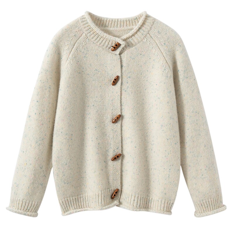 新款牛角扣开衫，童装儿童羊毛衫，宏杨羊绒