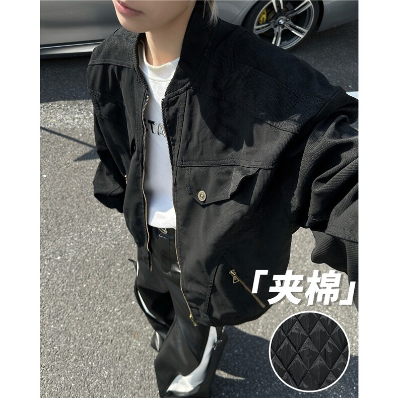 加绒加厚冬款男立领灯芯绒棉衣立领保暖棉袄外套MA8067 P85图片
