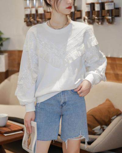 珠片花边拼接卫衣，让春天blingbling，女装卫衣/绒衫，春信拙源