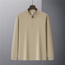 休闲纯色曼巴棉纯色立领半拉链长袖长袖T恤260克313B-S5602-P38，男装T恤，星座313B