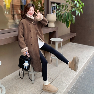 高级感皮毛一体加绒大衣外套女中长款2025冬季新款超好看加厚棉服图片