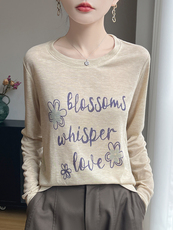 2025秋冬百搭时尚简约加厚字母针织长袖，女装针织衫/毛衣，羊特美羊绒