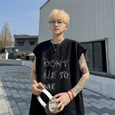 麂皮绒背心坎肩男T恤美式港风潮JB449-特P19控38，男装背心/马甲，电商B370