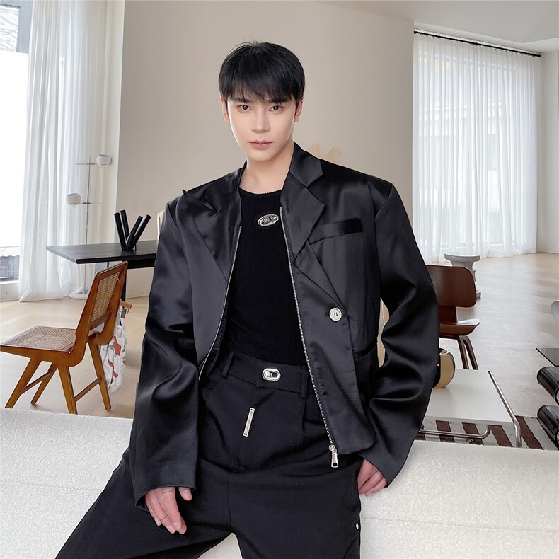 春季新款潮牌飞行员西服夹克外套男短款小众设计感A345-232-P130,男装夹克,电商A345
