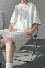 现货TZ779-特批50控88夏季简约高级感T恤短裤两件套大码男，男装牛仔裤，电商A059