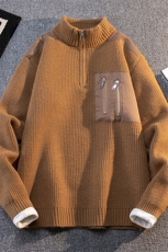 8794-P682025年秋冬半高拉链领毛衣男时尚长袖针织衫，男装针织衫/毛衣，电商A113