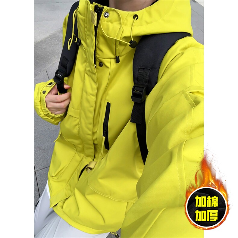 现货5W件冬季三防美式boxy解构连帽雪山冲锋衣棉衣男女棉服厚外套,男装夹克,电商A486