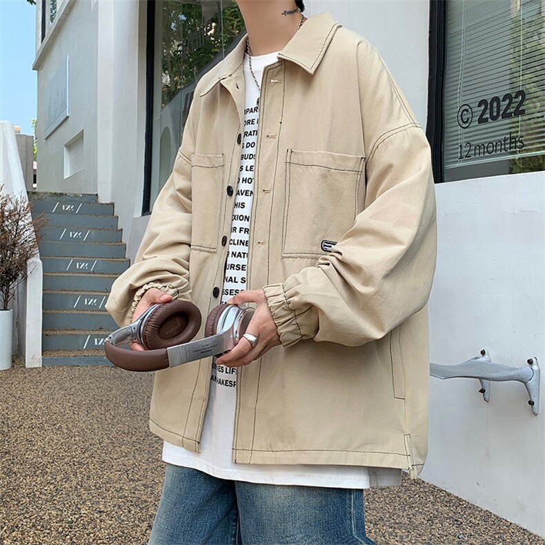 XZ213-JK21-P75控88港风大码日系cityboy高级感翻领工装衬衫夹克,男装夹克,星座213