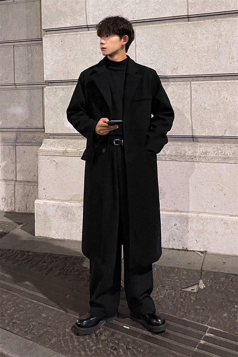 秋冬毛呢大衣男女潮大码宽松风衣中长款外套MN8693/P100加棉P110,男装风衣,电商B316