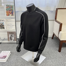 假模圆领无帽卫衣男秋季2025新款宽松长袖男A436-5117-P50，男装卫衣，电商A436