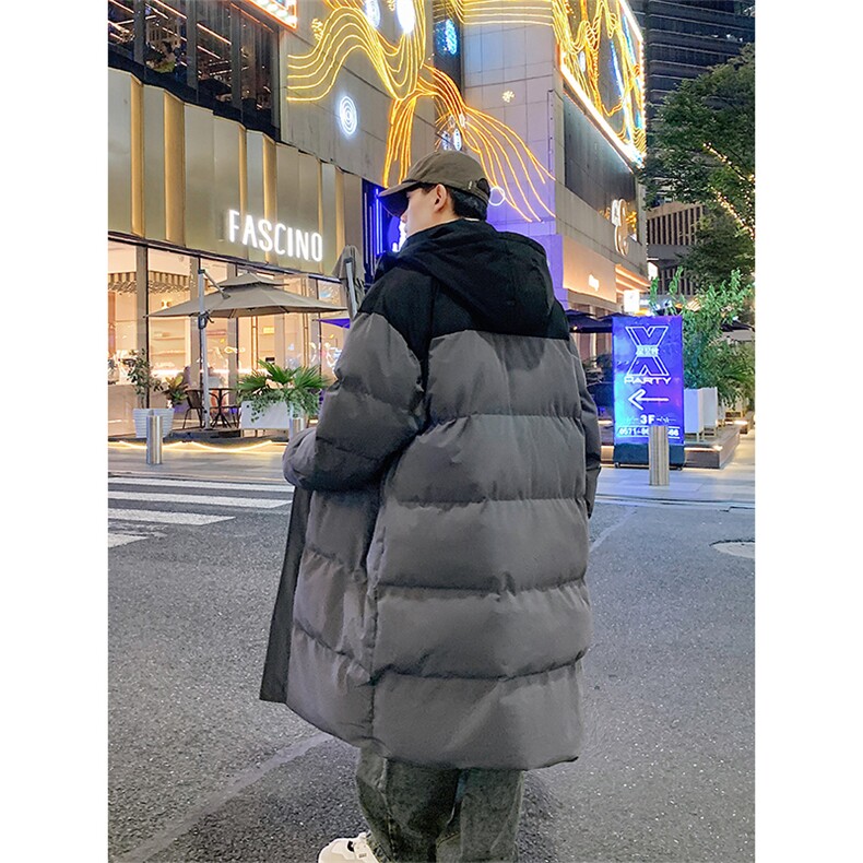 长款棉服男潮拼色情侣上衣港风加厚保暖宽松立领外套M003-P100,男装棉衣,星座308B-2
