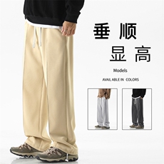 美式高街垂感裤子男秋季宽松麻灰色运动裤潮牌百搭-X1680特批42，男装休闲裤，星座718