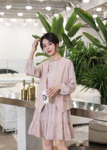 【现货】春季新款碎花连衣裙/西装马甲，女装连衣裙，笑思源