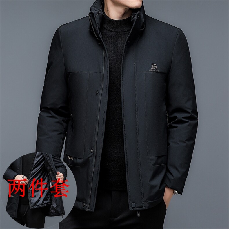 冬季棉衣休闲加厚保暖棉服中长款爸爸装貂绒内胆可脱卸外套,男装棉衣,钱塘6003（原4033）