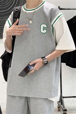 2025夏季华夫格套装男青少年两件套港风套装TZ227-P55，男装休闲套装，电商A062