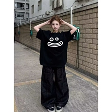 纯棉240G美式高街黑色短袖t恤女夏新款设计感学生宽松慵懒风半袖，男装T恤，星座516A