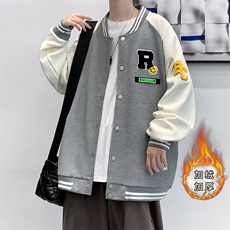 2023秋装新品青少年夹克运动棒球服加绒加厚时尚外套男2113-P65，男装夹克，电商A441-1