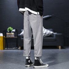 裤子男韩版百搭休闲秋季工装裤男潮牌直筒宽松ins九分裤W，男装休闲裤，星座209-2