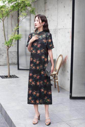 夏季香云丝大版妈妈款旗袍款连衣裙,女装汉服/婚纱/旗袍/礼服,矢口日慧
