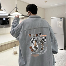 牛仔夹克男大码牛仔外套男茄克NJ77282-P60加绒款-P75，男装夹克，电商A040