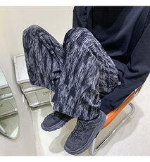 黑色扎染阔腿裤子男女直筒春夏季薄款高腰垂感显瘦休闲拖地裤，男装休闲裤，星座601-2