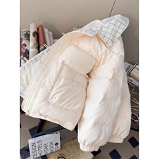 1506-1/M78801/P89冬季新款粉色复古格纹接翻领棉服外套男女情侣，男装棉衣，星座1506-1