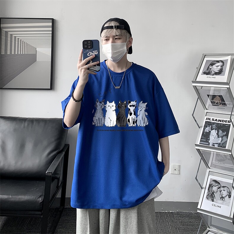 HT73100-P22华夫格t恤男短袖男大码五分袖大皂风,男装T恤,电商A040