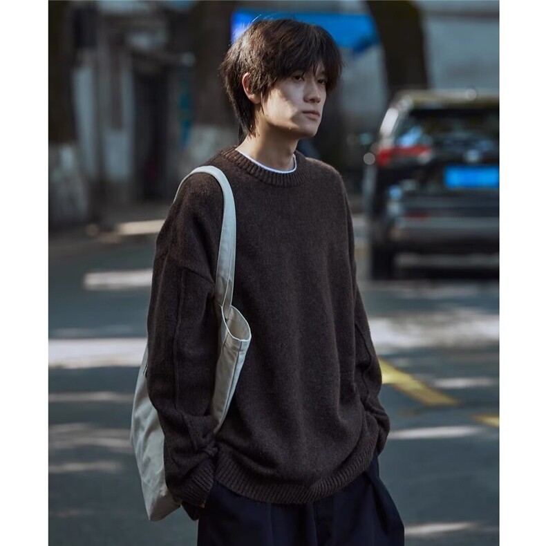 3155-P53新款简约质感毛衣男秋冬季新款慵懒风日系文艺原,男装针织衫/毛衣,电商B323A