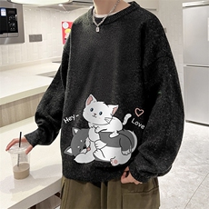 加厚加绒毛衣男大码毛线衣男针织衫男线衫M19300-P45加绒款-P65，男装针织衫/毛衣，电商A040