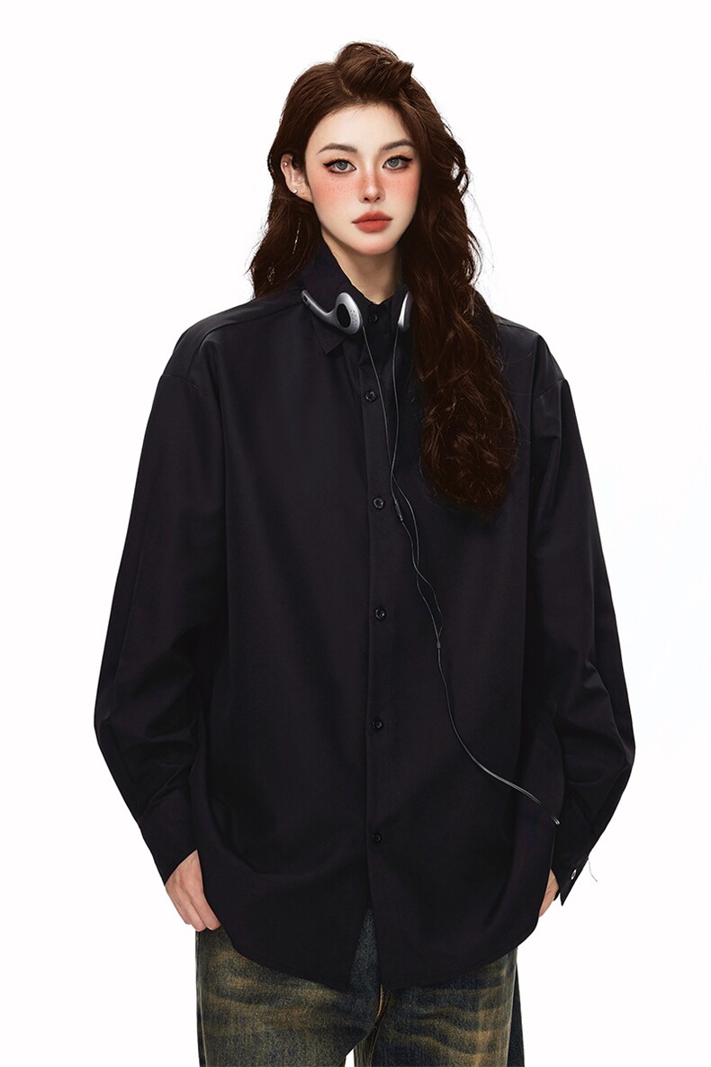 彩色多巴胺长袖衬衫男女同款春秋季oversize宽松廓形学院风衬衣服,男装衬衫,电商A102