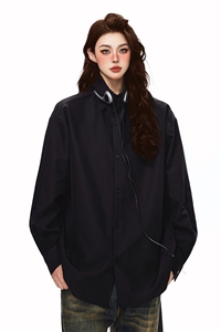 彩色多巴胺长袖衬衫男女同款春秋季oversize宽松廓形学院风衬衣服图片