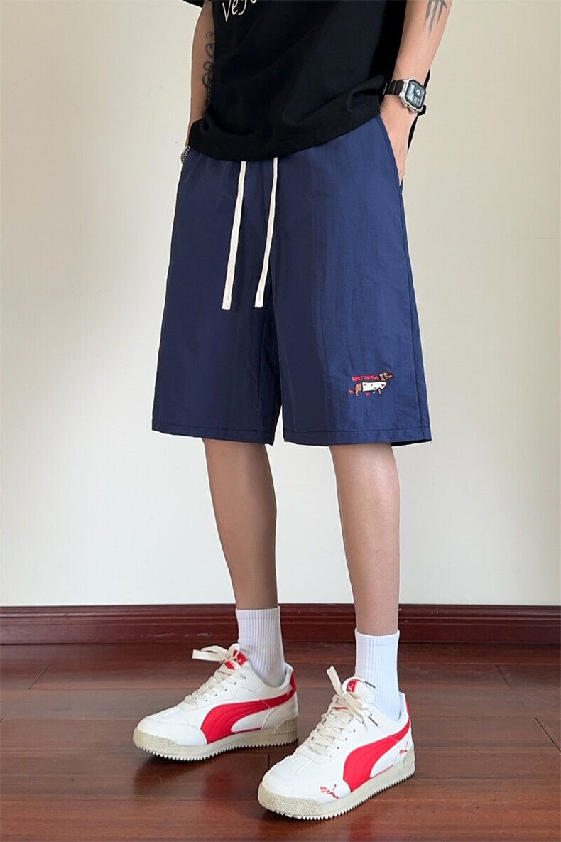 ！2026夏季新款男士香肠狗刺绣短裤速干冰丝五分裤DK325特P18,男装牛仔裤,电商B220