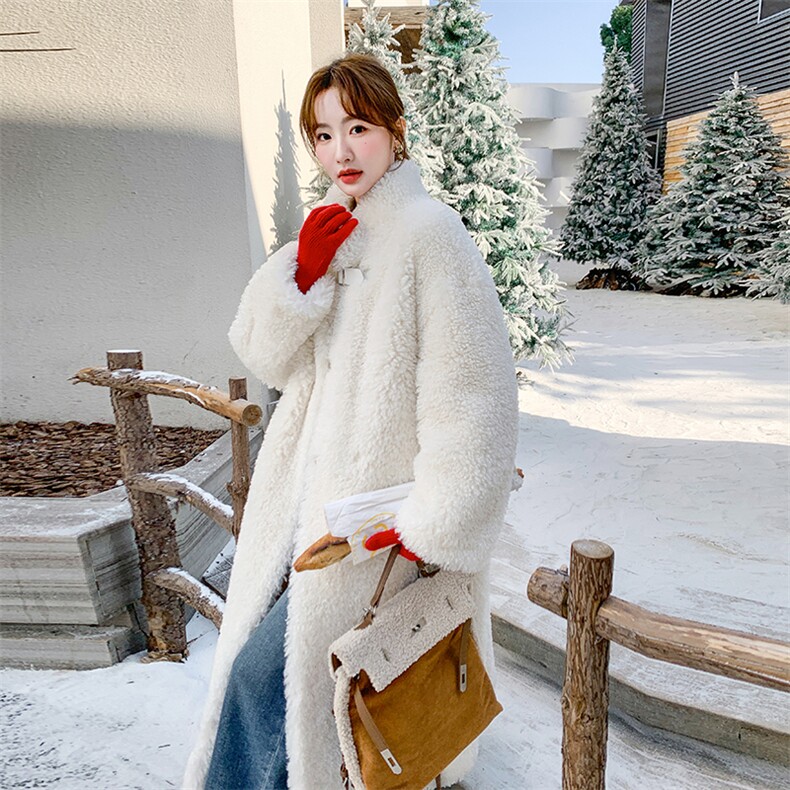 新款现货！冬装环保皮草中长款皮毛一体外套2C133-8827-P265-K398，女装毛呢外套，2C133