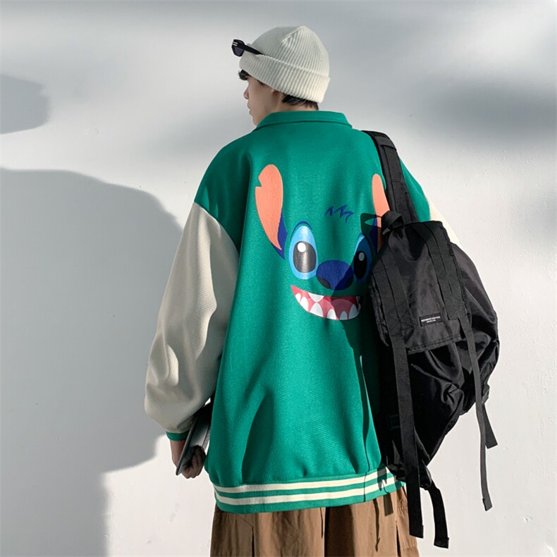 华夫格撞色外套男发泡棒球服夹克男宽松上衣男港风FJK218-P60限88,男装夹克,电商B370